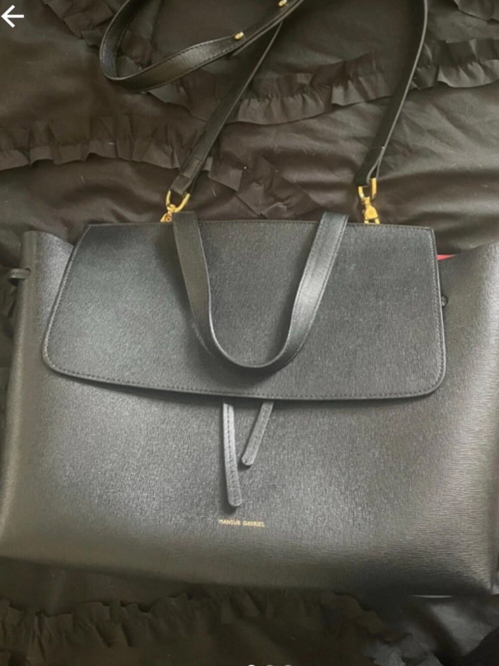 Mansur Gavriel Saffiano Lady Bag Black Flamma Red Rare Discontinued